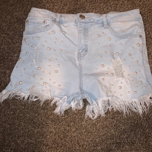 Fringe Blue Pearl Shorts - Picture 1 of 4